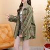 Spring Autumn Vintage Plaid Printing Shirt Women Long Sleeve Casual Fashion Button Top Female Cardigan Blouse