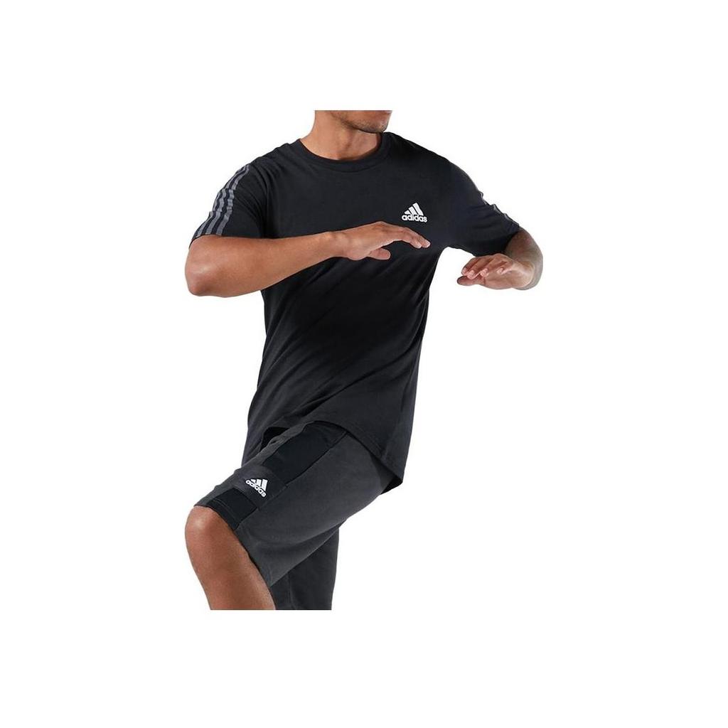 Adidas Solid Color Brand Logo Loose Fit Round Neck Short Sleeve T-Shirt Men Tops Black GK9436
