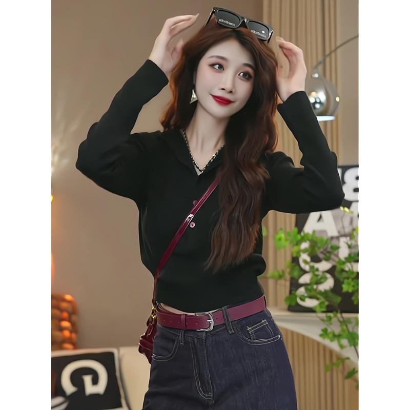 

Анкела красный свитер с капюшоном осень и зима женский новый молочный хуху мягкий восковой вязаный свитер маленький короткий топ One size fits all [recommended 80-60kg] чёрный