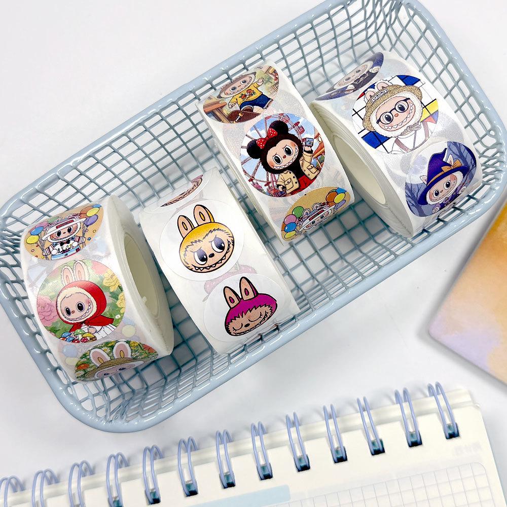 Cartoon 500 Rolls Sticker Hand Account Material Sticker Cute Animation Sealing Sticker DIY Decorative Sticker