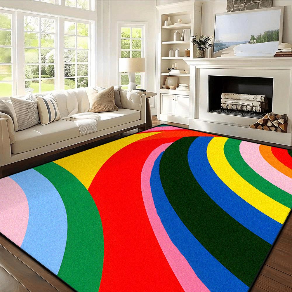 Multicolour Abstract Rugs for Bedroom Carpets for Living Room Easy Care Cloakroom Non-slip Floor Mat Large Area Lounge Carpet
