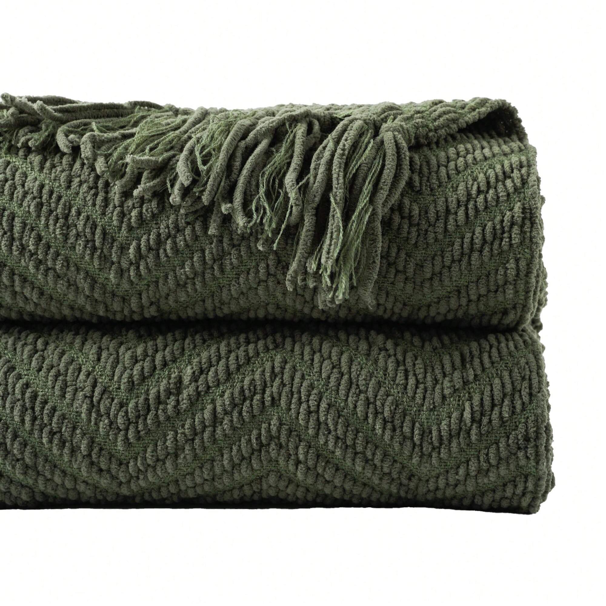 Battilo Chenille Knitted Throw Blanket for