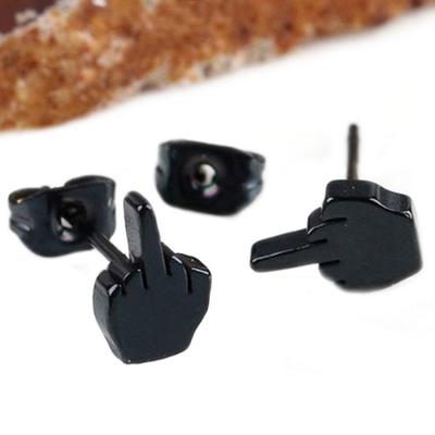 Ear Stud Anti-rust Allergy Free Stainless Steel Finger Pattern Earrings for Daily Life