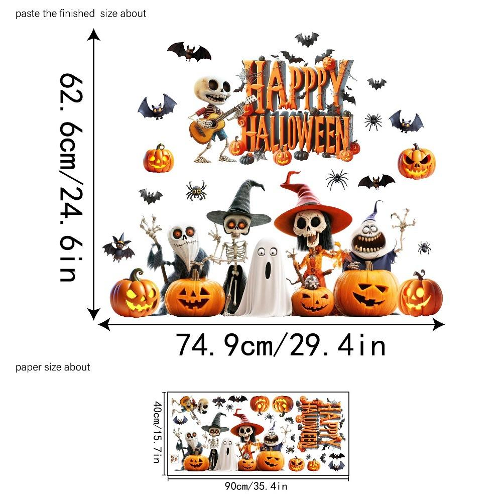 

Halloween, Cartoon, Terrifying Skull Pumpkin, Festival Elements, Glass Stickers, Shopping Mall Decoration, Static Stickers, Party Decoration Stickers 40*90cm