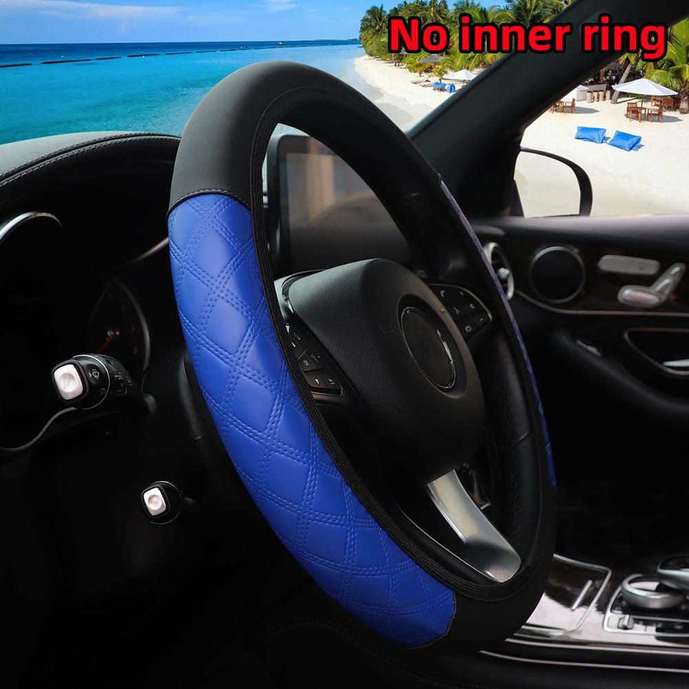 PU Leather Steering Wheel Cover with Breathable Material and Anti Slip Features for 15 Inch Car Wheels Improving Driving Safety