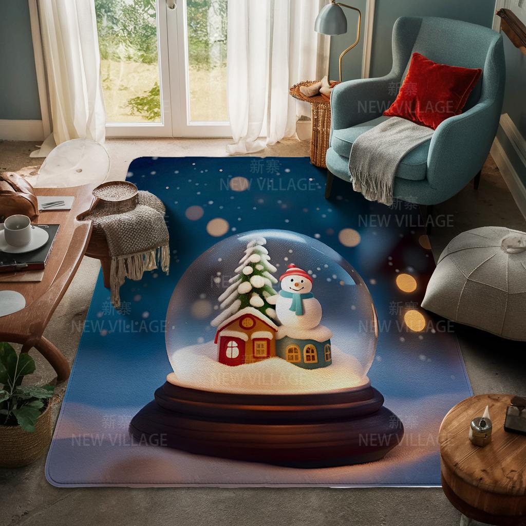 House Entrance Carpet Home Door Mat Living Room Bath Foot Bathroom Non-slip Water Absorption Rugs Bath Merry Christmas Winter