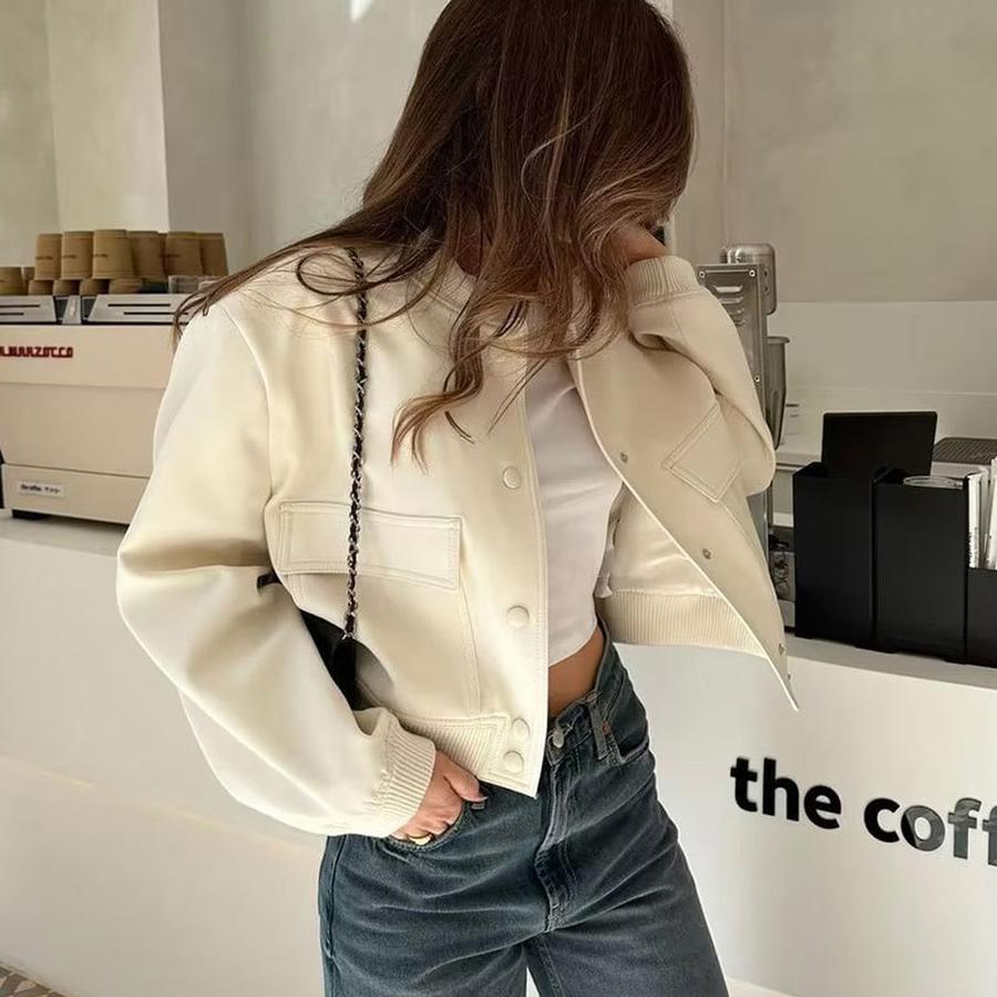 New Style Collar Coat with Large Pockets, Unisex Women's Jacket, Spring/Autumn Outerwear