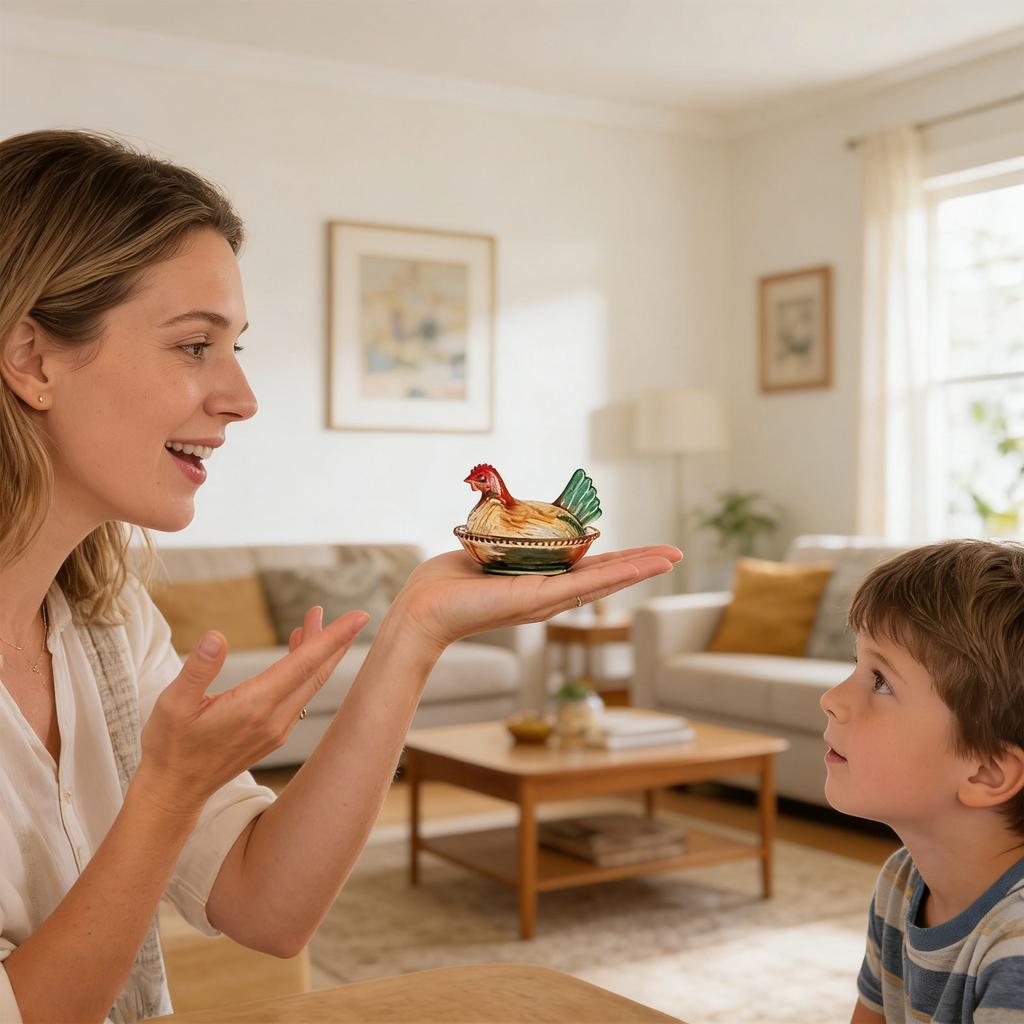 Szklana Kryształowa Figurka Kura Pojemnik do Przechowywania Miseczka na Cukierki