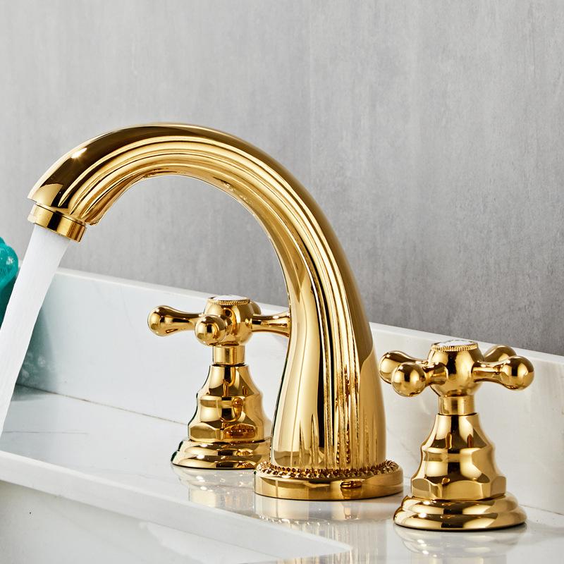 Antique Brass Basin Faucets Classic Bathroom Sink Faucet Double Cross Handle 3 Holes Bathbasin Counter Gold Mixers Taps Black