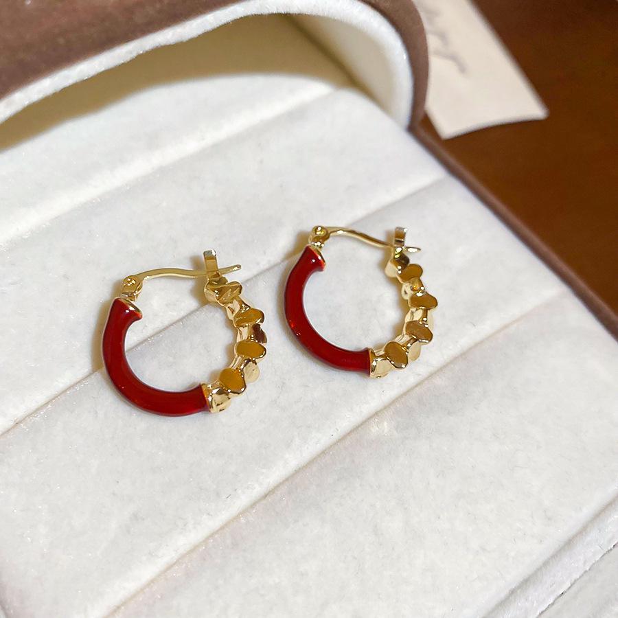 Ancola Rote Blume Schleife Ohrringe: Vielseitige, luxuriöse High-End-Ohrringe für Herbst und Winter für Damen.