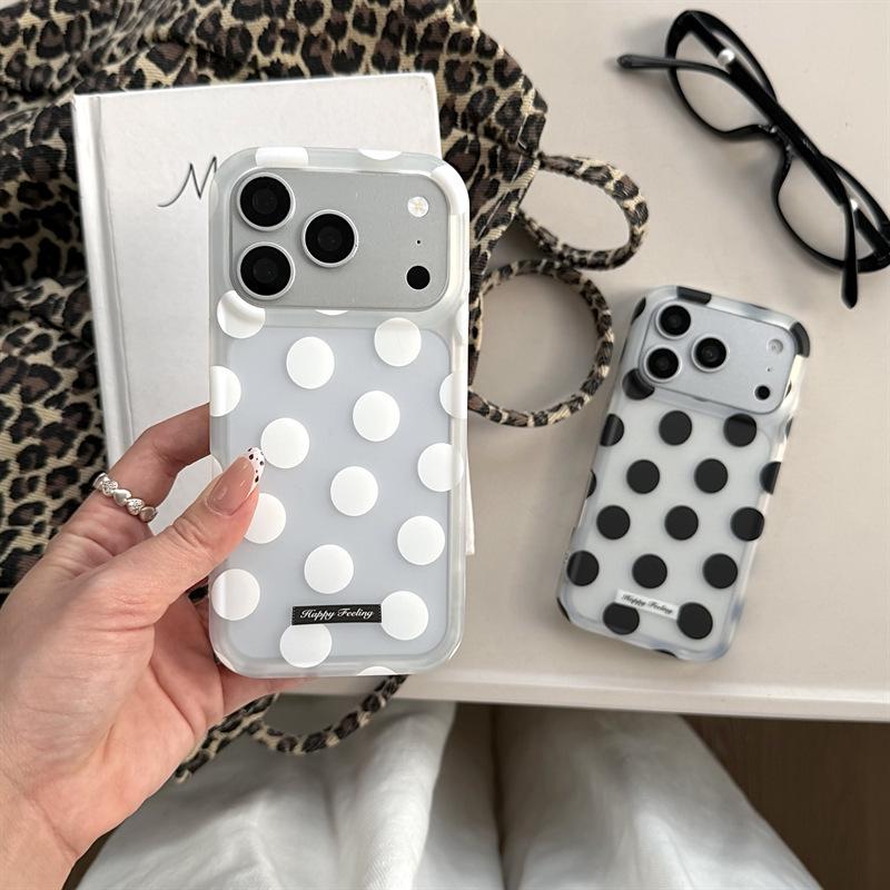 Minimalist Frosted Polka Dot Case for iPhone 17/16/15 Pro Max - High-End Feel