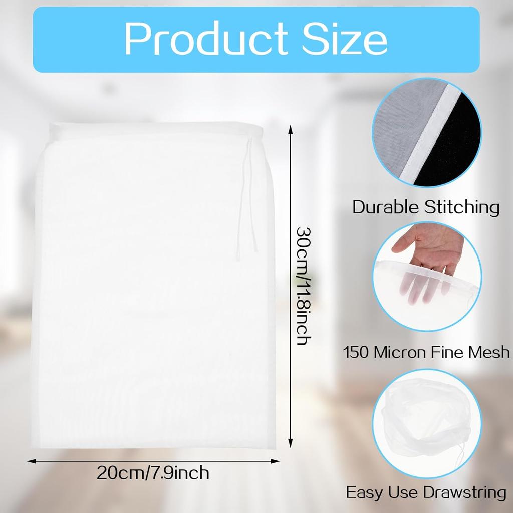 5 Pcs Nut Milk Bag Food Grade Nut Bag Strainer Reble Nylon Cheese Cloth Bag for Straining Mesh Strainer Bag for Fruit Juice Nut Milk Coffee Yogurt