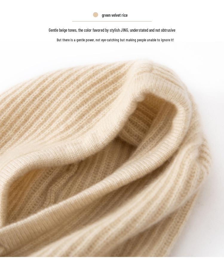 Women's 100% Pure Cashmere Knit Hat with Drawstring Neck Protection - Warm for Autumn and Winter