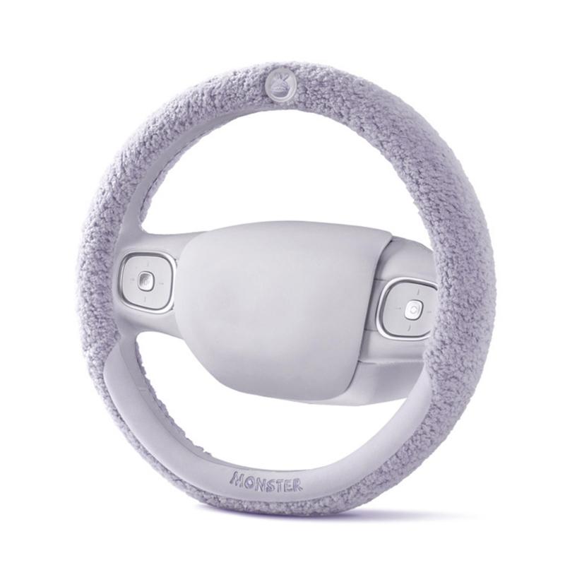 

Elastic Microfiber Plush Steering Wheel Cover for Winter Warm, Universal 15 inch, Anti-Slip, Odorless,Car Decoration
