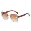 Frameless Cut Edged Diamond Clad Sunglasses Women's UV Sunglasses Marine Sunglasses