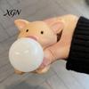 Pig Stress Reliever Bubble Blowing Squeeze Toy Relief Cartoon Sensory Soft Stretchy Animal Shape Home Office Desk Reusable Ball