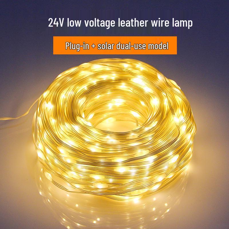 Colorful LED Solar String Lights - Outdoor Waterproof Starry Sky Tree Lights Colorful Plug String 10m 100 LEDs - 24V 8 Modes
