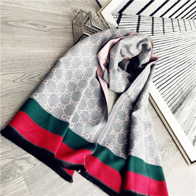 Hot-selling letter imitation cashmere scarf for women, thickened warm double-sided shawl in autumn and winter, versatile scarf
