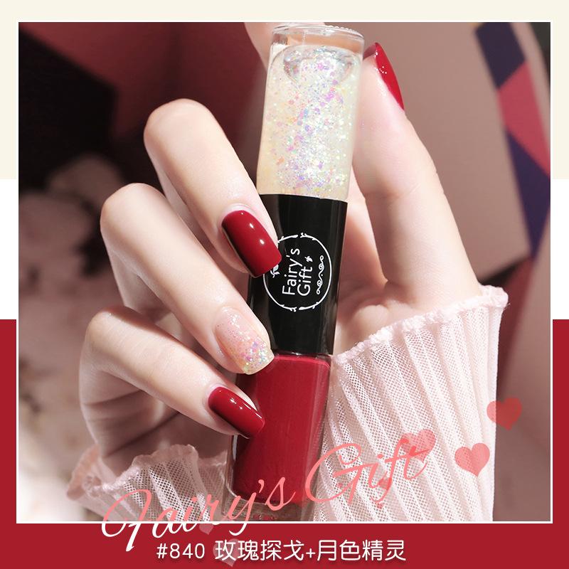 Dvoubarevný mastný lak na nehty, nepeče, neloupe se, rychleschnoucí flitry, dlouhotrvající, pro nehtové salony