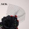 Hairband Halloween Rose Flower Headband for Women Gothic Black Lace Red Hair Accessories Hairbands Lolita Headwear Masquerade Cosplay Party Accessory