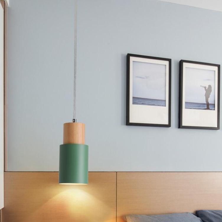Nordic Solid Wood Macaron Pendant Light - Modern, Creative Lighting for Restaurants, Bars, and Bedrooms.