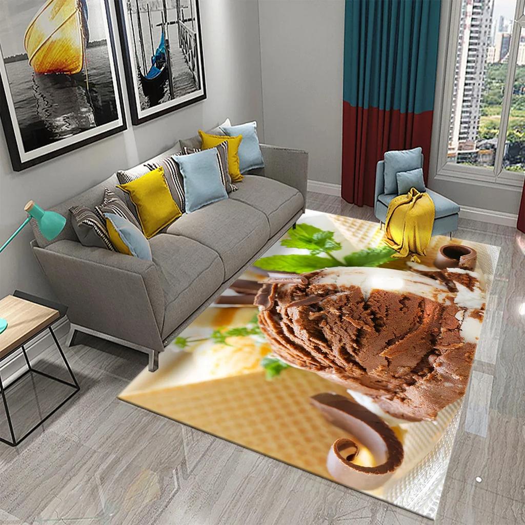 Ice Cream Carpet Dessert Pattern Rugs for Living Room Kids Bedroom Porch Rug Kitchen Non-slip Rugs Hallway Entrance Decor Carpet