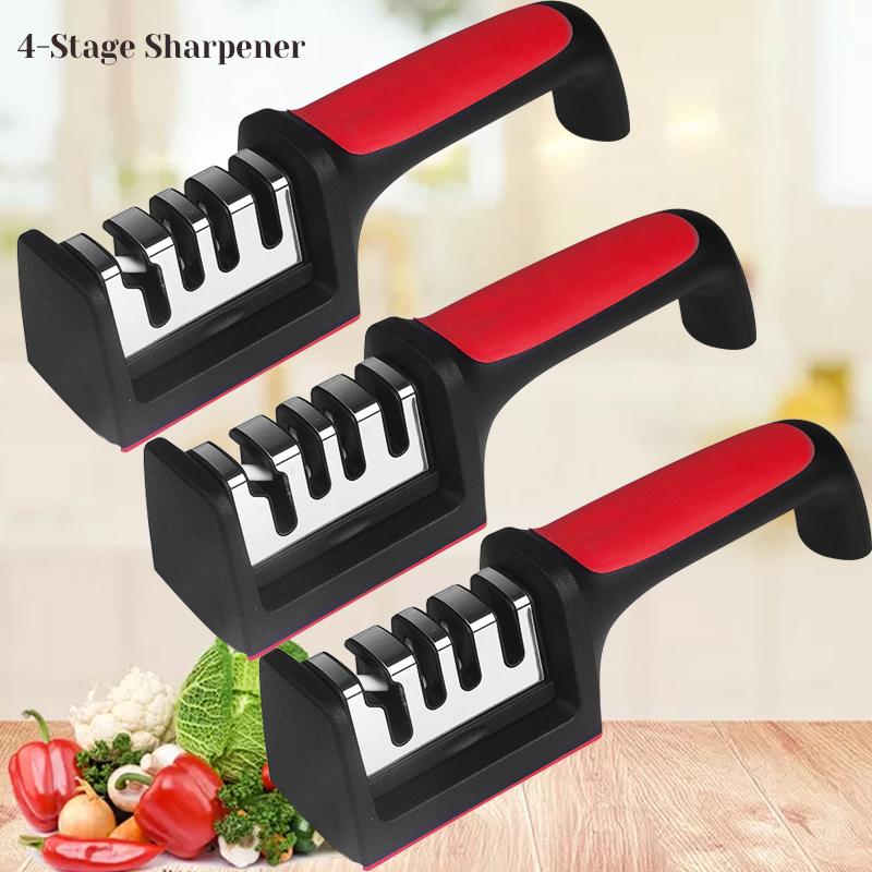 Professional 3/4 Purpose Knife Sharpener Multi-Kitchen Knife Scissor Sharpening Stone Hand-Held Quick Knife Sharpener Tool