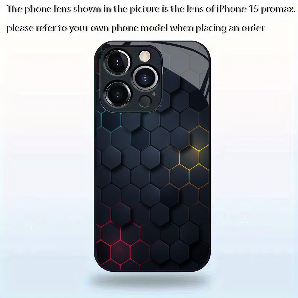 Black checkered pattern tempered glass mobile phone case suitable for iPhone 17/16/15/14/13/12/11Pro Max all-inclusive anti-fall
