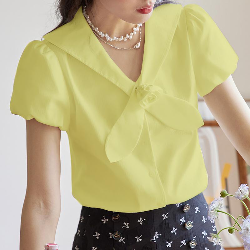 

VONDA Женские летние блузки с коротким рукавом и V-образным вырезом с цветочным принтом 4XL жёлтый