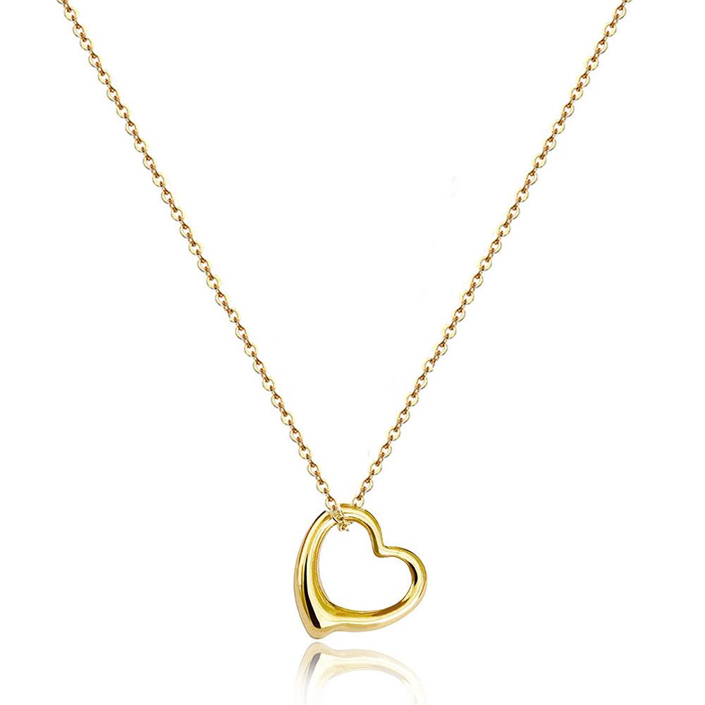 

European & American Hollow Peach Heart Trendy Necklace - Sweet & Spicy Girl s Simple Clavicle Chain Niche Design золотой