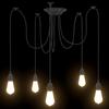 Hanging Lamp With 5 E27 Bulb Holders Black Metal