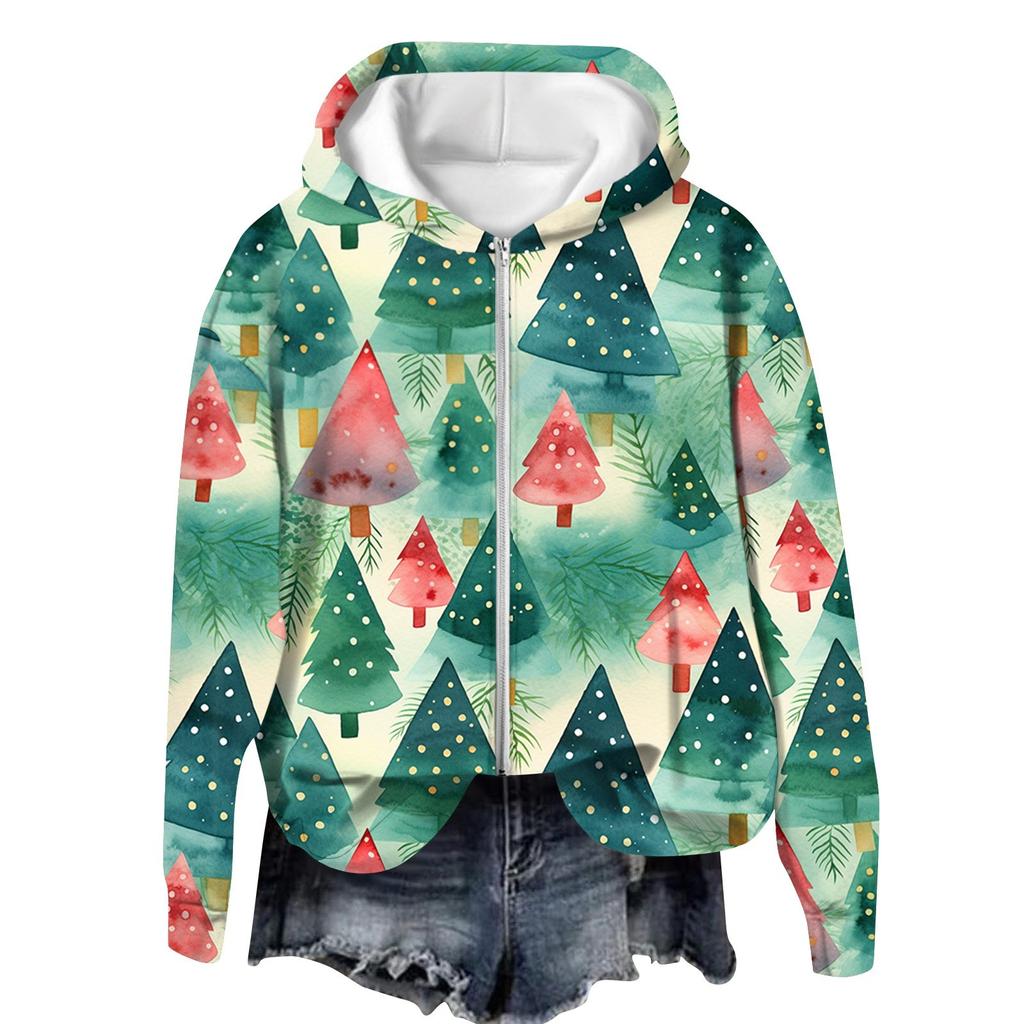 Jackets For Women Long Sleeve  Zip Up  Print Outerwear Casual Jackets