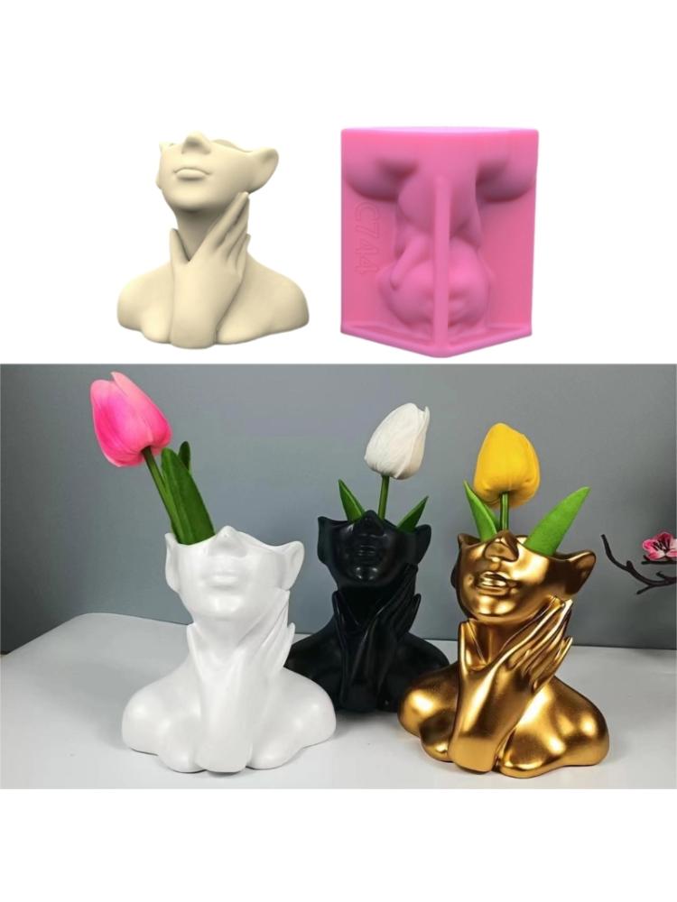 Abstract Portrait Flowerpot Mould Human Shaped Silicone Molds Succulents Planter Epoxy Resin Molds Indoor Home Decors