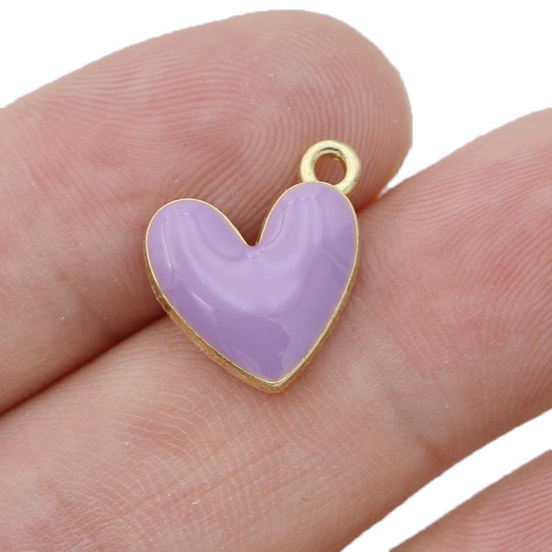 10Pcs Silver Plated Enamel Red Heart Charms Pendant For Jewelry Making Earrings Bracelet Necklace Accessories Diy Findings