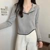 Polo Collar Pullover Knit Base Layer Top Women's Autumn Long Sleeve T-shirt Sweater Fall Clothing Spring Autumn Style