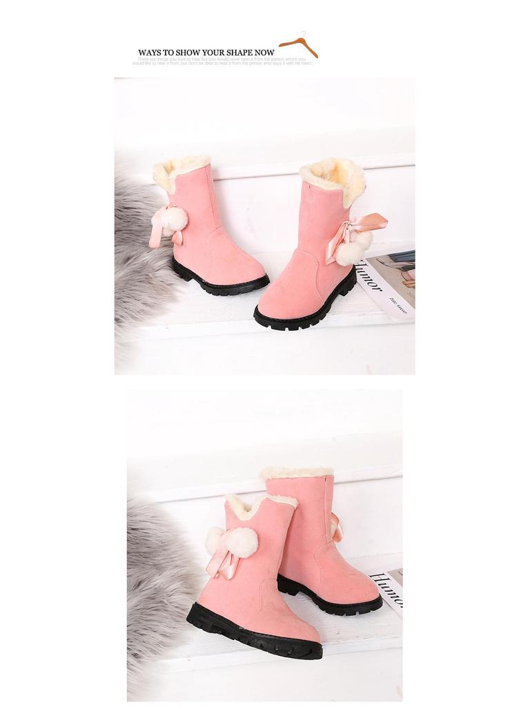 2025 Winter Girls' Slip-on Cotton Snow Boots - Fashionable Princess Style for Middle & Older Children