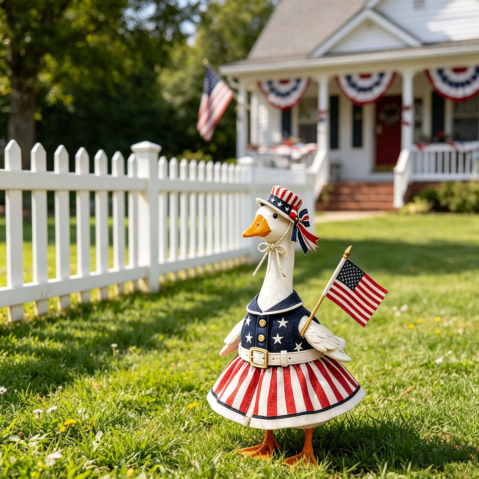 4th of July Patriotic Porch Goose Outfits Multi-Purpose Memorial Day Animal Statue Costume Outdoor Garden Yard Patio Decoration China Mainland