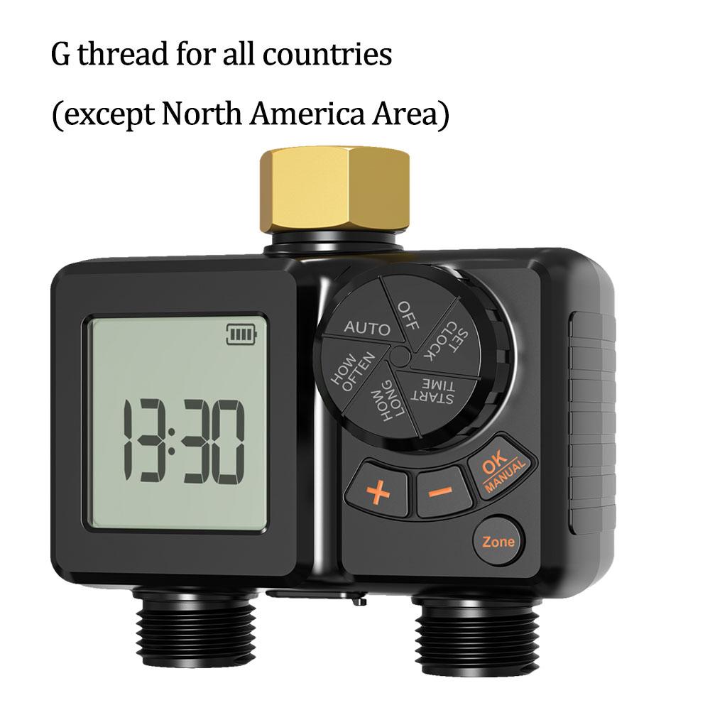 2 Zone Programmable Automatic Irrigation Timer Garden Water Timer with Rain Delay Manual/Auto Mode Watering for Lawn Yard