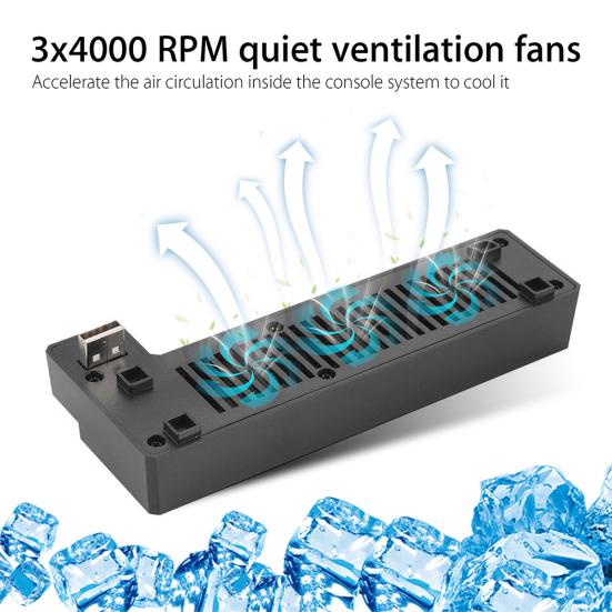 External 3-Fan USB Cooler for Microsoft Cooling Fan Xbox One X Game Console