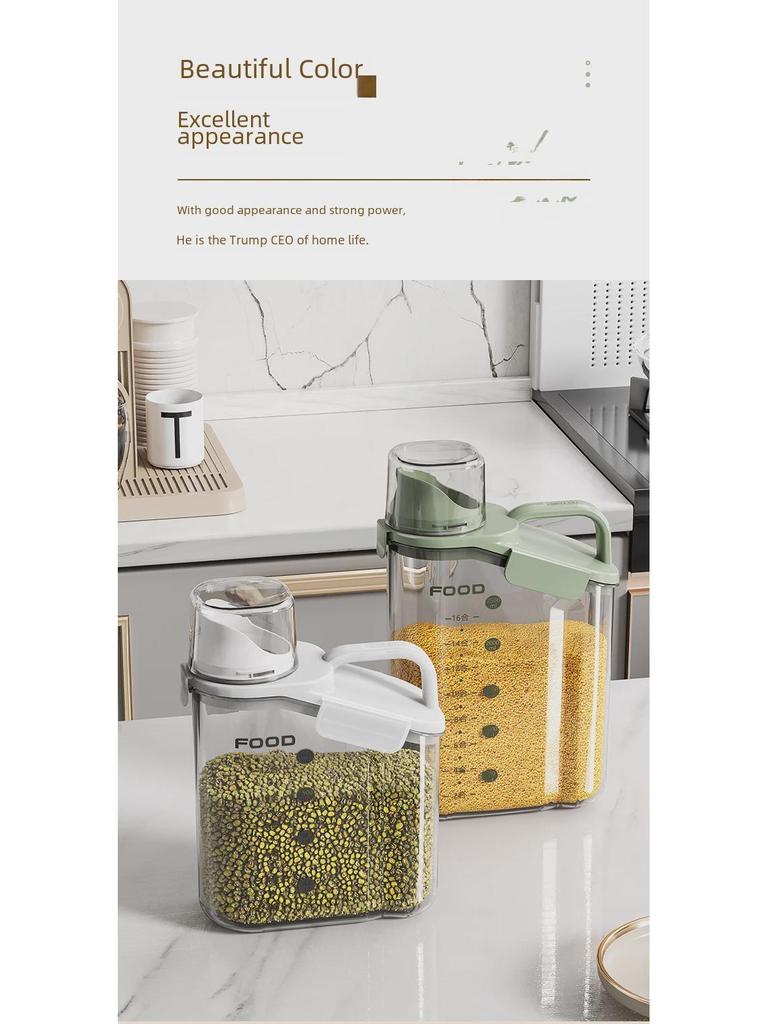 Transparenter Aufbewahrungsbehälter für Lebensmittel - Feuchtigkeits-, Insekten- und Staubdicht mit Messskala für Getreide und Speiseöl.