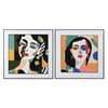 Abstract Urban Painting - Home ESPRIT - 80x3.5x80 Cm - 2 Units - Multicoloured - Landscape - Framed