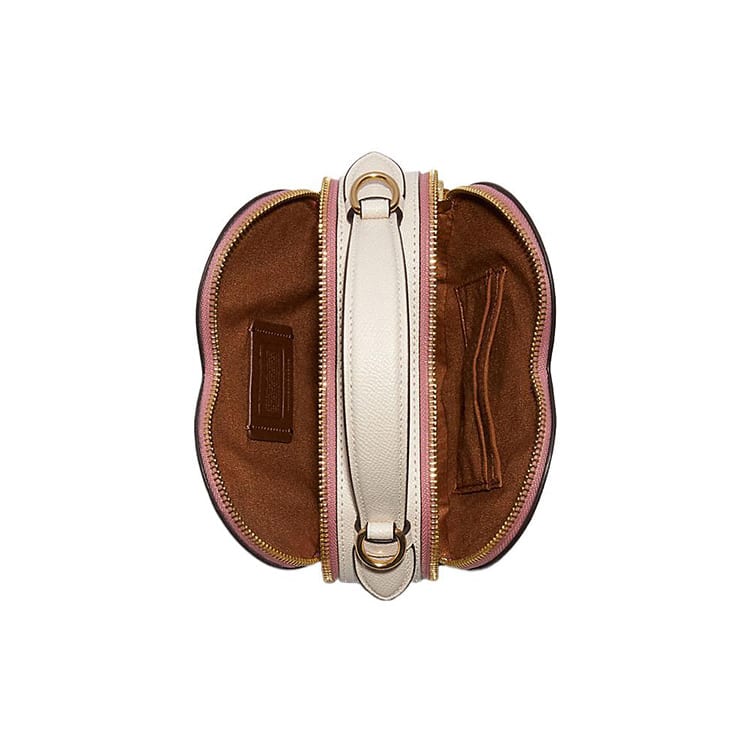 Coach Bolso de Lona Recubierta con Corazones y Cuero Pequeño para Mujer Color Caqui CE653-IMOT4