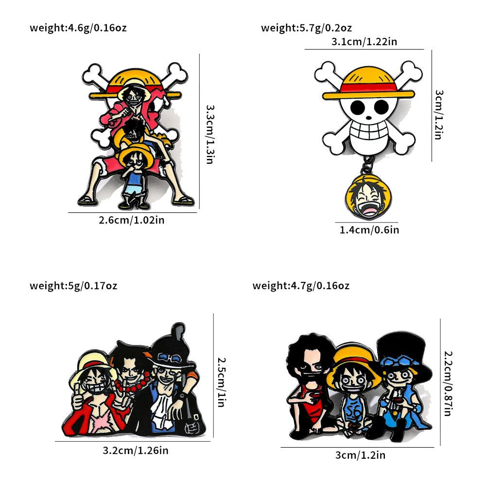4 Pcs Childhood Cartoon Brooch Handsome Portgas·D· Ace Enamel Pin Metal Badge Jewelry Clothing Backpack Accessories Gift