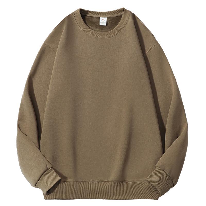 400g Silver Fox Fleece Lined Oversized Crew Neck Sweatshirt for Men - American Loose Fit, Drop Shoulder, Solid Color