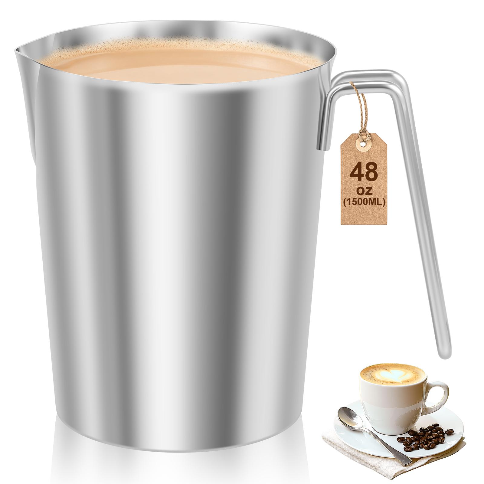 

1500/2000 ML Stainless Steel Milk Frothing Jug Milk Frothing Cups with Scale Milk Tea Coffee Measuring Cups for Kitchen Bar Cafe