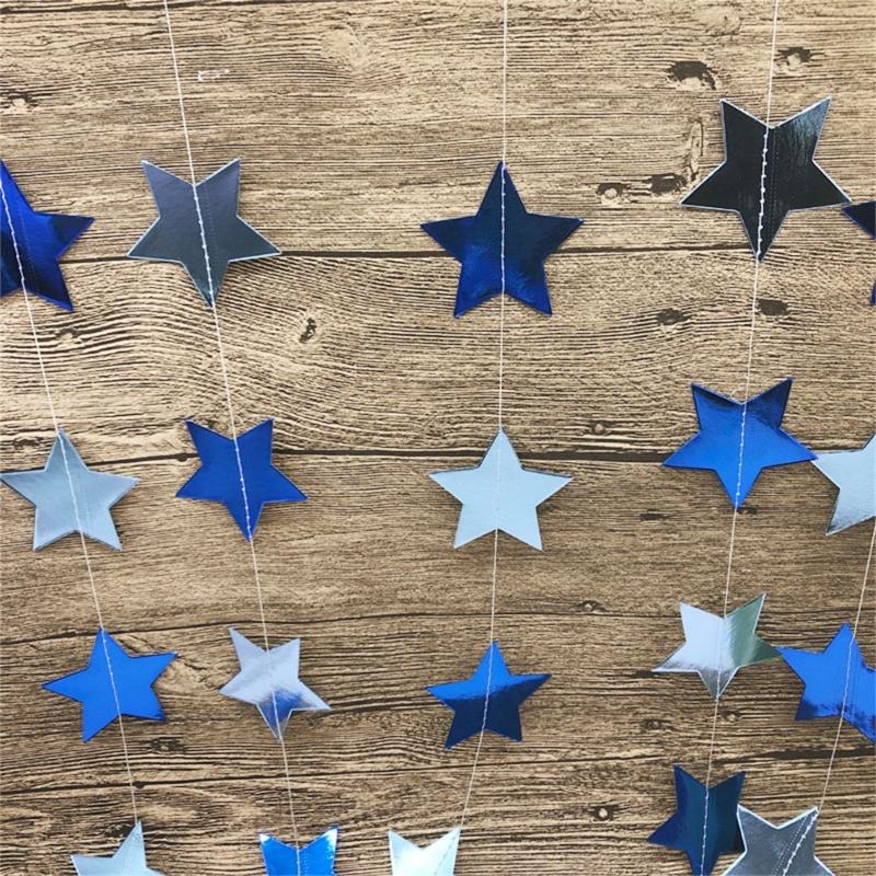 Elegant Star Garlands Decoration Glitters Paper Streame Festival Ornament for Birthday Party Supplies Daily Casual Use