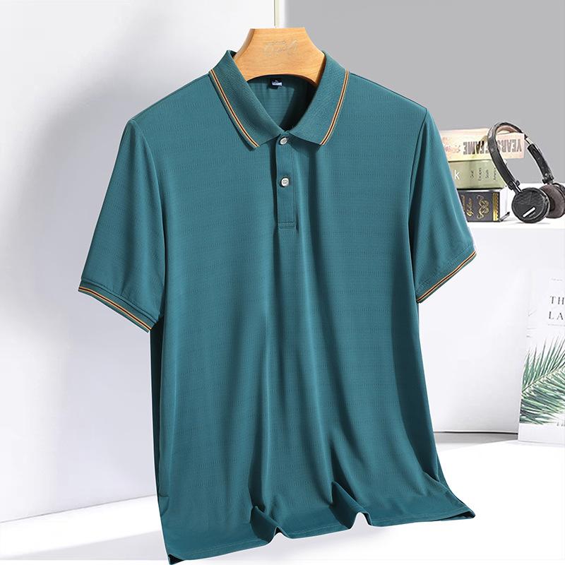 Men's Quick Drying Lapel Sports Short Sleeved T-shirt for Summer, Loose and Stretchy, Simple Men's Polo Shirt