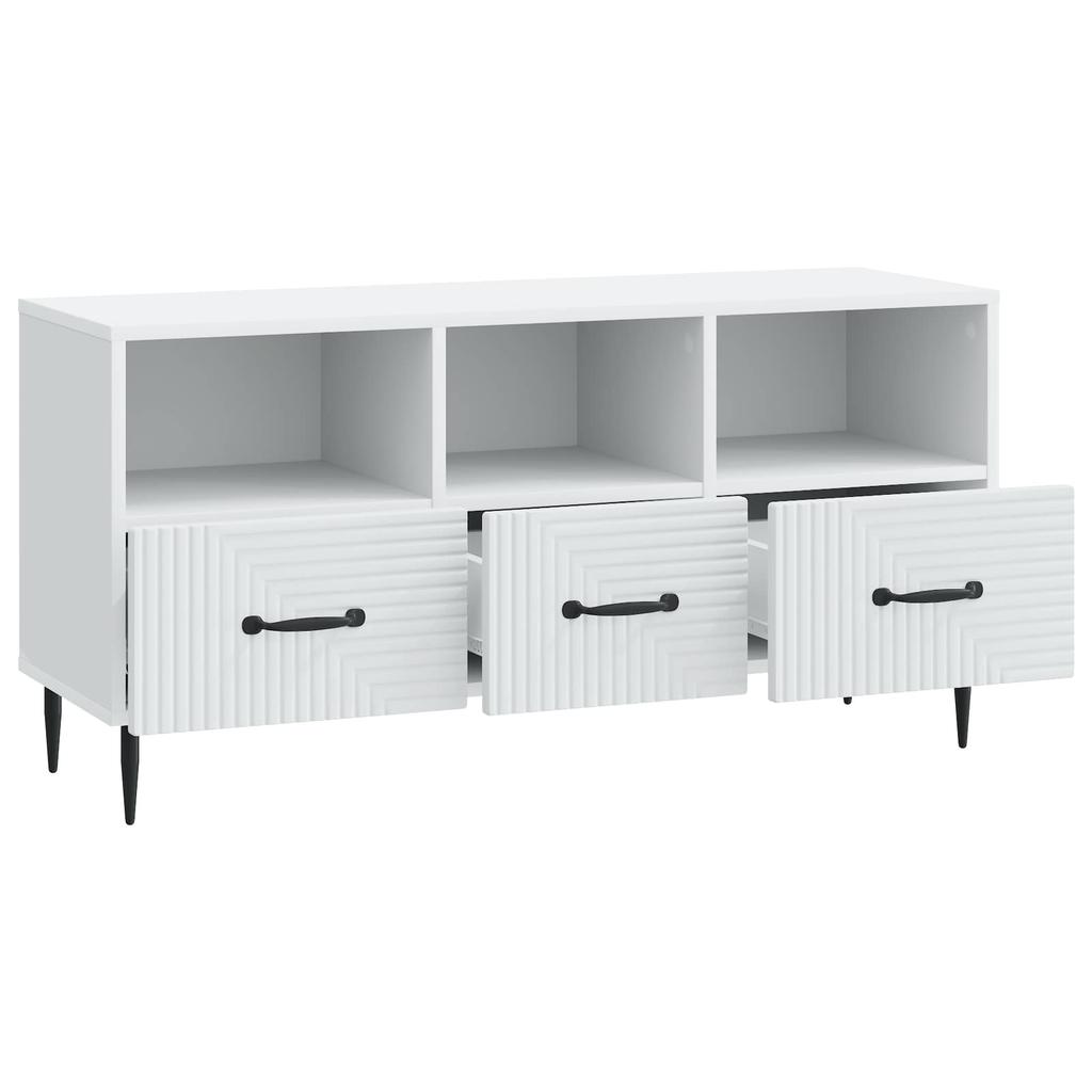 TV Stand with Drawers White 102 X 34.5 X 50 Cm Engineered Wood