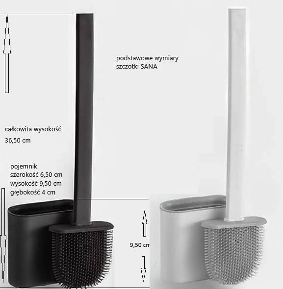 Toilet brush 365x65cm, freestanding or wall-mounted, Matte Black