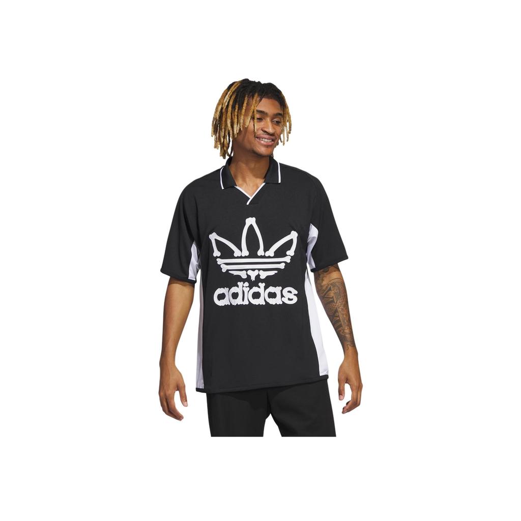 Adidas Originals X Jeremy Scott Skull Logo Printed Short Sleeve Football Jersey Unisex Jersey Black IA0099